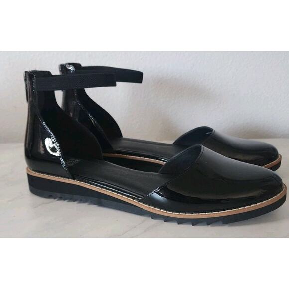 Eileen Fisher Emmet Ankle Strap Ballerina Black Patent Leather Size 9.5 New - Picture 5 of 12